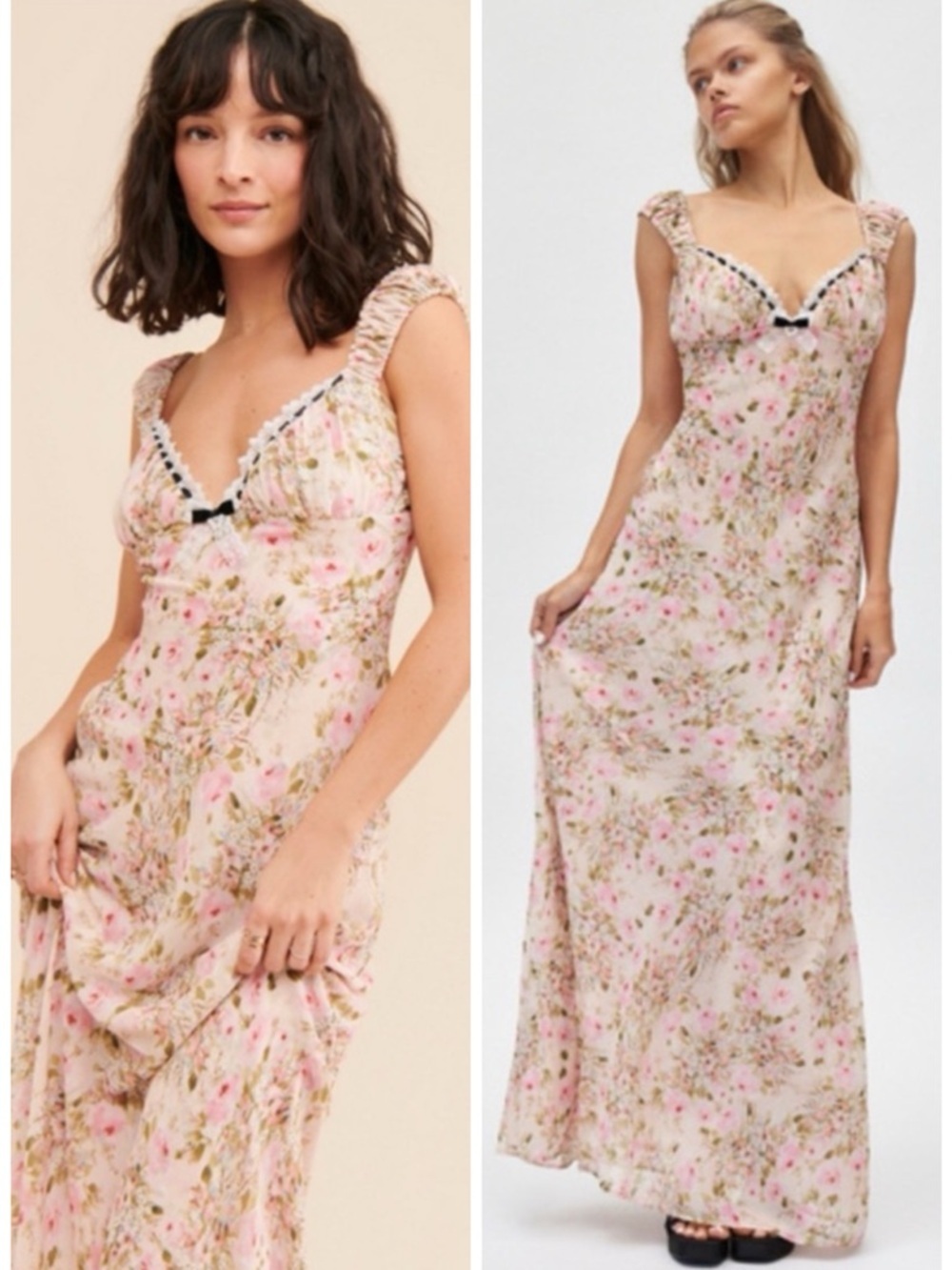 For Love & Lemons Pink Floral Maxi Dress